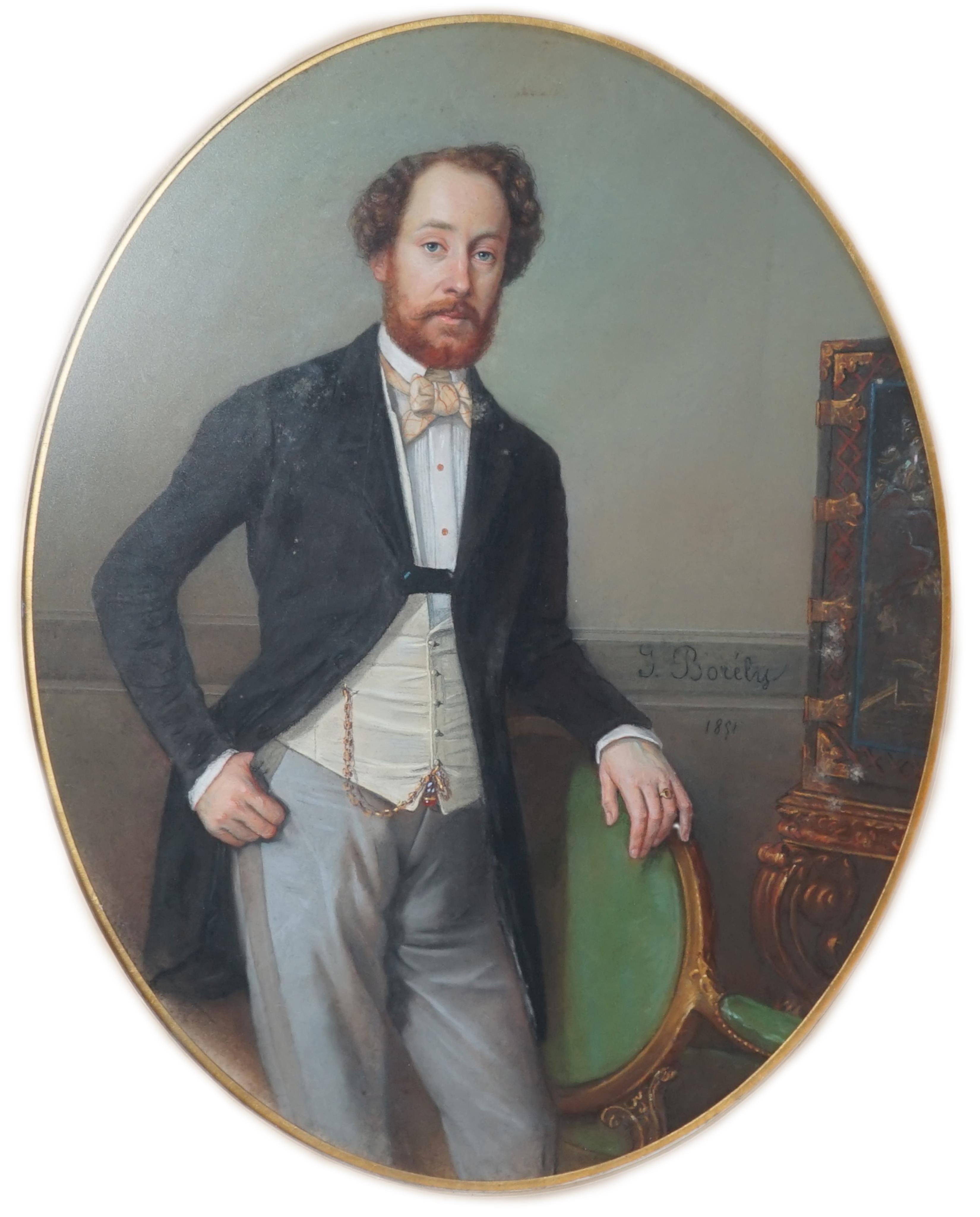 Charles H. Borély (French, 1817-1881), Three quarter length portrait of a gentleman, pastel, 57 x 44cm